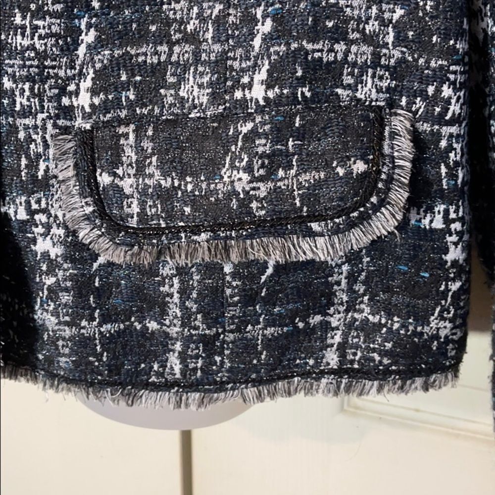 Chico's Gray Metallic Fringe Boucle Jacket 3/L - Picture 8 of 16